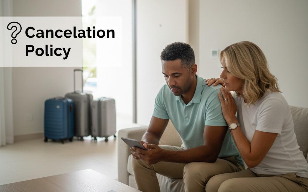 Couple sitting on couch looking at tablet screen