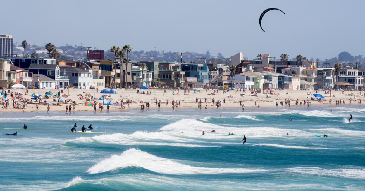 Surf the waves in Pacific Beach